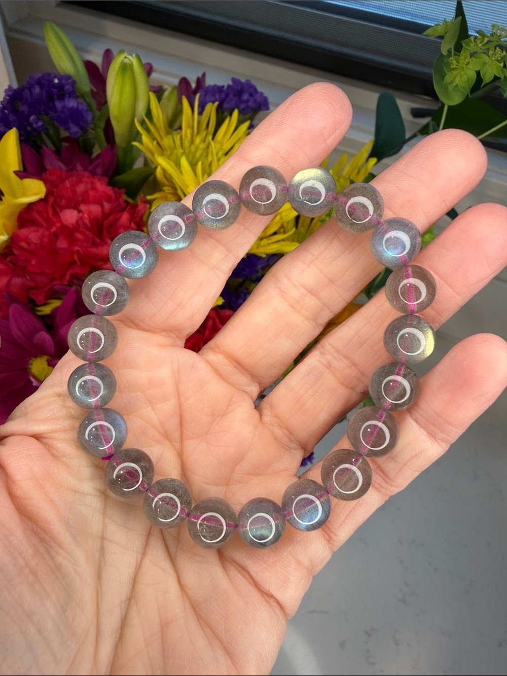 LABRADORITE • High Quality Flash Gemstone Bracelet • 9mm • 7" • B1365